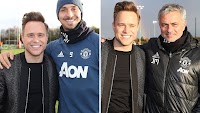 Olly Murs drops in to give Manchester United his support ahead of Arsenal clash