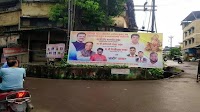 Banner of Pen Co-operative Urban Bank scam accused with Maharashtra CM Fadnavis raises brows