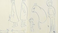 Two sketches drawn by LS Lowry in ballpoint pen set to sell for £16,000
