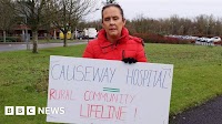 Protest at Causeway Hospital against remove of emergency surgery
