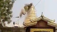 Moment pagoda collapses in Myanmar after earthquake