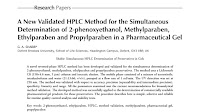 (PDF) A New Validated HPLC Method for the Simultaneous Determination of 2-phenoxyethanol, Methylparaben, Ethylparaben and Propylparaben in a Pharmaceutical Gel