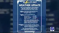 McAllen ISD will delay school start times due to cold weather