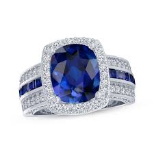 Cushion-Cut Blue Lab-Created Sapphire & White Lab-Created Sapphire Ring Sterling Silver | 
