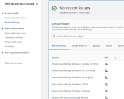 Image of AWS Health Dashboard service health screen