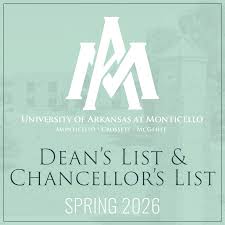 UAM announces Dean’s and Chancellor’s Lists for spring 2026 semester