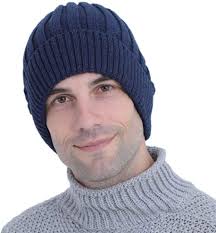 Kangqifen Mens Winter Thick Roll up Edge Knit Beanie Hat Fleece Lined Ear Warmer Ski Skullcap Black at Amazon Men's Clothing store