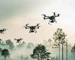 military drone swarm autonomous weapons artificial intelligence warfare, AI generated