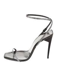 Saint Laurent Leather Crystal Embellishments Sandals - Black Sandals, Shoes - SNT402014 | The RealReal - Product from The RealReal