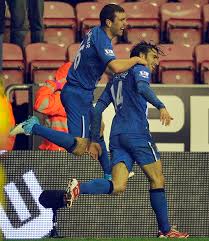 Jordi joy: Gomez (right) celebrates with James McArthur after completing his ...