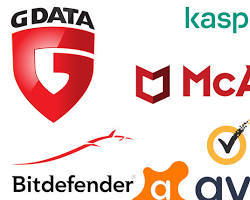 Gambar antivirus software icons, e.g., Bitdefender, Norton, Avast