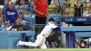 Freddie Freeman takes scary tumble into dugout, later leaves game