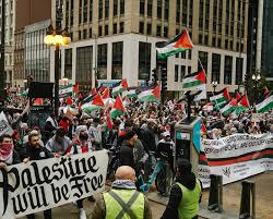 Mustafa Hussain | Pro-Palestine demonstration in Chicago, I.L. on Oct. 14, 2023. #palestine #fromtherivertothesea #israelpalestine #nakba #chicago #protest | Instagram