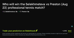 August 23, 2026: Selekhmeteva vs Preston Tennis Prediction Market