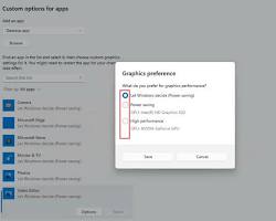 Ustawienia wyboru GPU dla aplikacji w systemie Windows 11