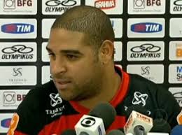 Star striker Adriano Leite Ribeiro has signed with Flamengo until the end of 2012 but is still in training, image recreation. - adriano-300x223