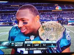 LeSean McCoy Wears Title Belt After Winning Rushing Title and Breaking Eagles&#39; Team Records - mccoy