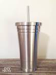 Metal tumbler with straw