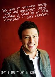 Cory Monteith Quotes Inspirational. QuotesGram via Relatably.com