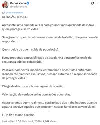 Carlos Viana propõe escala 4x3 a profissionais de saúde e segurança