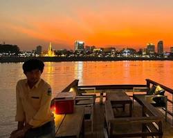 Image of Boats on the Mekong River at sunrise in Phnom Penh