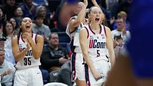 Paige Bueckers reacts to Azzi Fudd