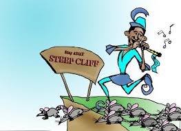 Image result for lemmings jumping off a cliff