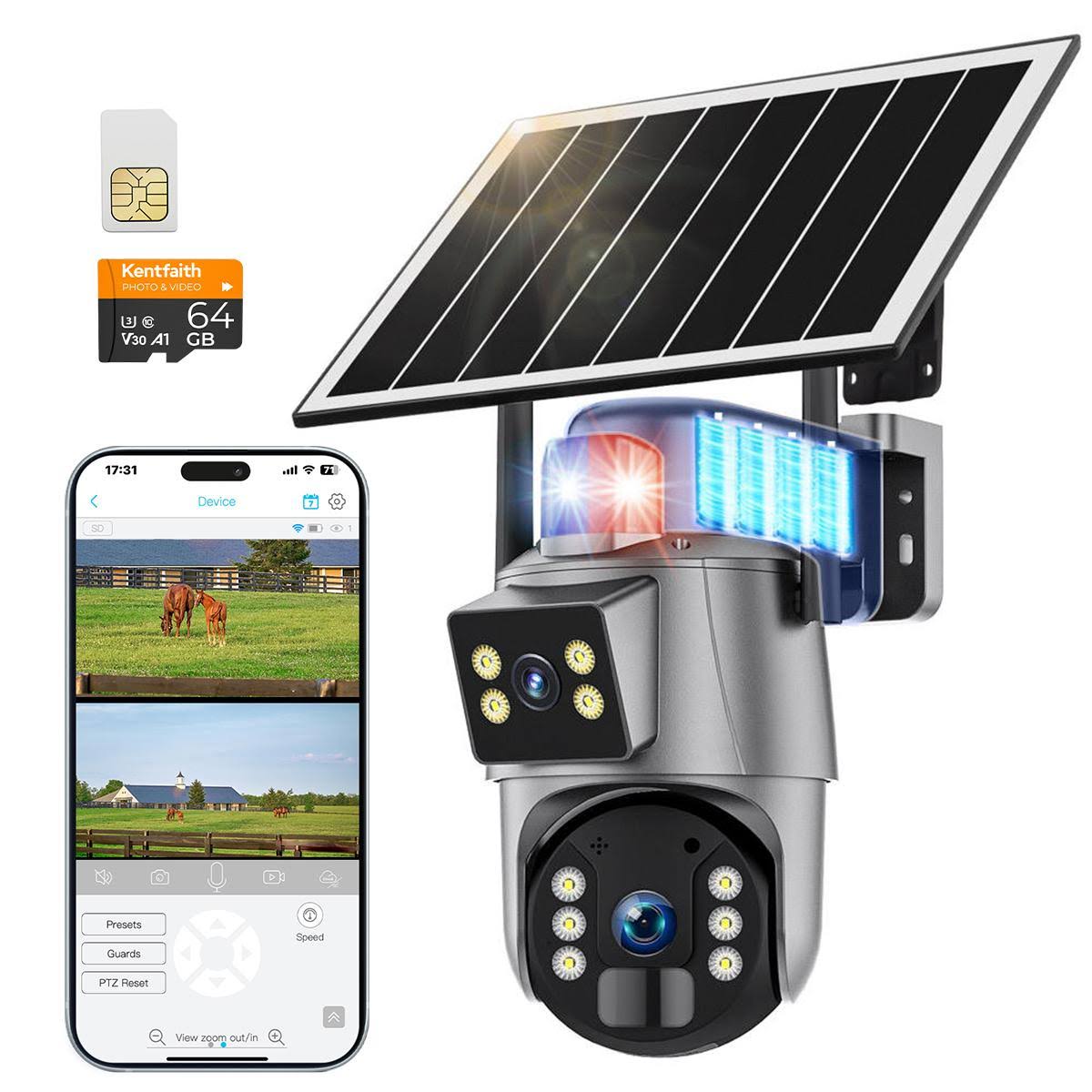 4G Cellular Security Camera with 6MP Dual Lens