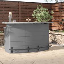 Suncast Backyard Oasis Entertainment Pull-Out Drawers and Shelving Space, Water-Resistant Outdoor Food and Bar Unit, Gray