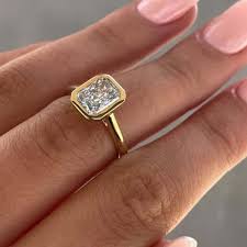 14k White Gold Radiant Lab Grown Diamond, Wedding Solitaire Ring, IGI Certified, Bezel Set