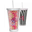 Drinking cups with lids and straws
