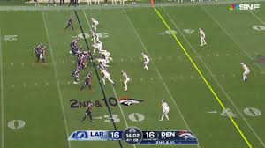 Pat Bryant making a key play for the Denver Broncos against the Los Angeles Rams