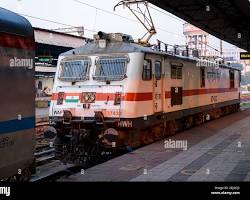 Indian Railways WAP7 locomotive at station photo, AI generated
