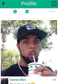 ... used his Vine to send out a picture of himself enjoying some In-N-Out while wearing an Oakland Raiders hat (Credit: Keen Allen&#39;s Vine &amp; Lobshots.com) - keenan-allen-raiders