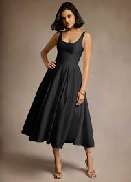 Vestido Negro Midi Olivia | Azazie