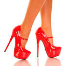 Red patent platform heels