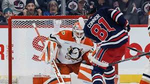 Anaheim Ducks celebrate a 5-1 win over the Winnipeg Jets