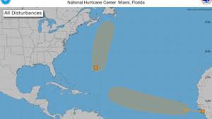 Satellite view of Atlantic tropical disturbances near Florida
