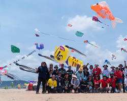 Colorful kites in the sky over Cambodia