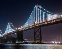 San Francisco–Oakland Bay Bridge at night