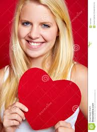 Girl with red love heart - girl-red-love-heart-15971366