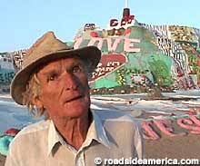 Leonard Knight has been painting and repainting his bright Biblical messages on the sides of Salvation Mountain since 1985. On the arid flats east of San ... - CANILsalv_lgrab1