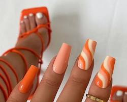 Hình ảnh về Peach Orange nail design
