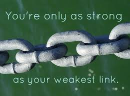 You&#39;re only as strong as your weakest link. - Picture quote by Sayings via Relatably.com