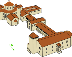 Image of Charlemagne's Palace at Aachen reconstruction