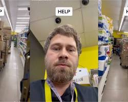Image of person overwhelmed by the choices at a dollar store