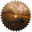 Free images to paint on sawblades Farm scene on old metal Saw