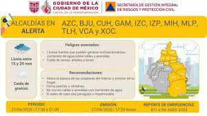 Se actualiza Alerta Amarilla por persistencia de lluvias fuertes y posible caída de granizo 270626