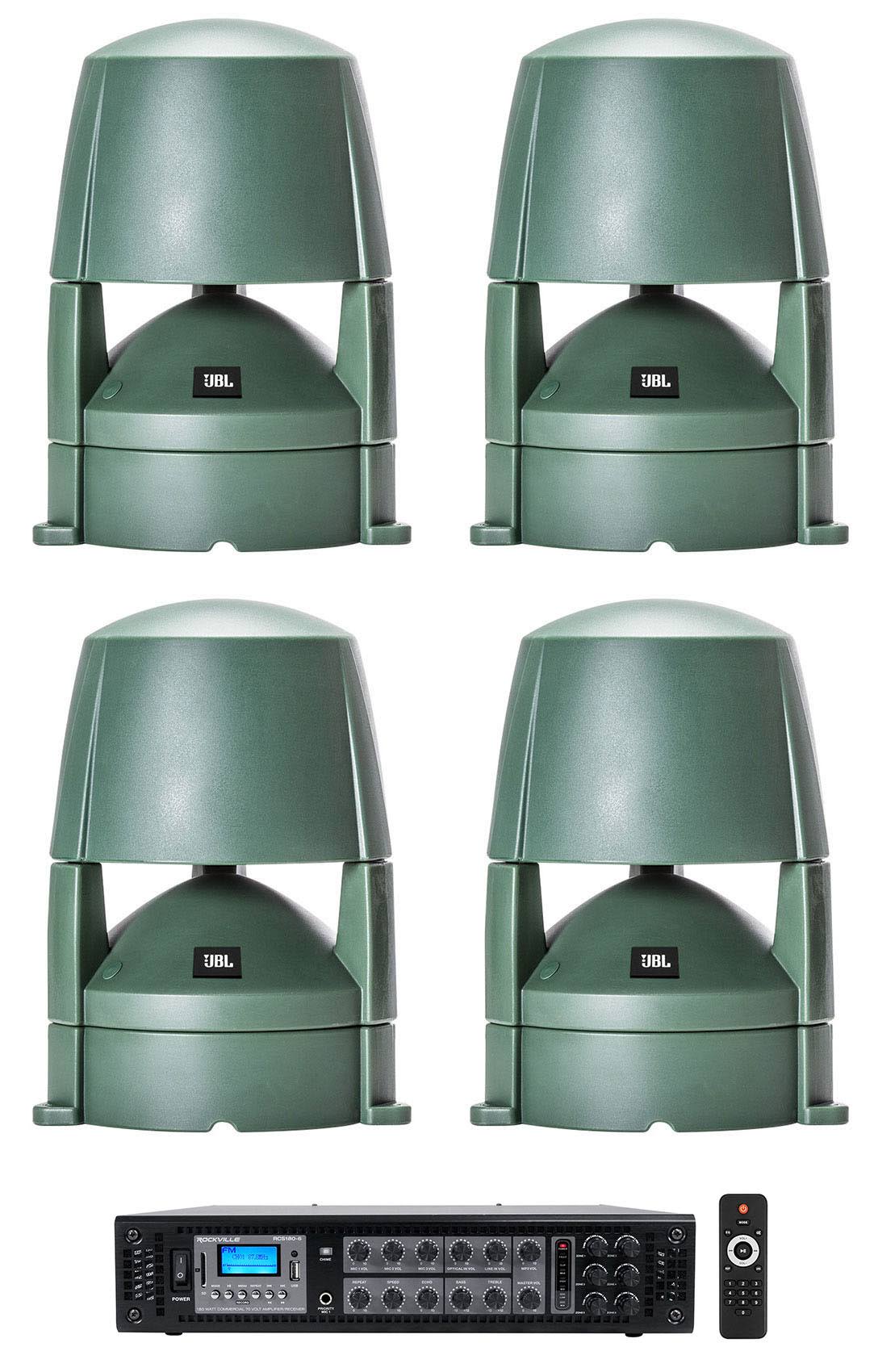 JBL Control 85M 5.25" Commercial 70v Outdoor Landscape Speakers+Amplifier