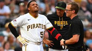 Pirates' Esmeryln Valdez exits after being hit in hand by pitch